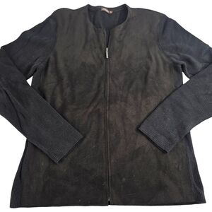 J. McLaughlin M Black Cashmere Knit Sweater Jacket Full Zip 1531-AW